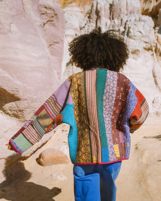 The Ladhiya Quilted Patchwork Kantha Jacket