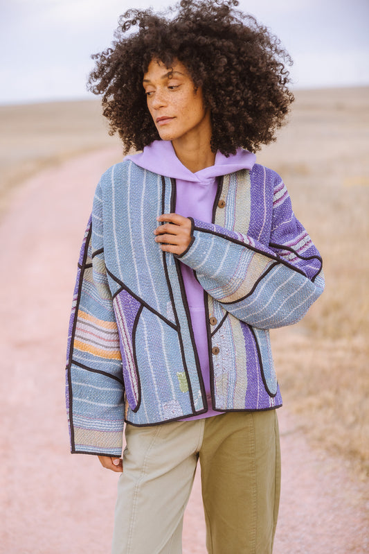 The Ladhiya Quilted Patchwork Kantha Jacket