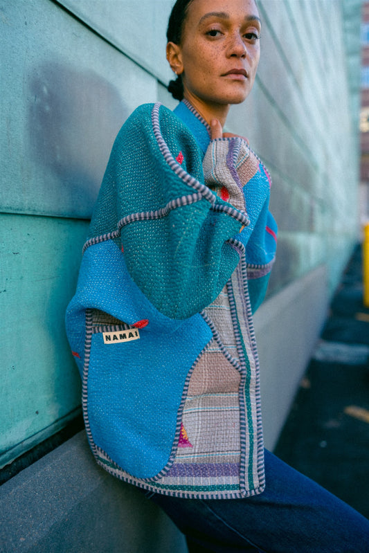 The Ladhiya Quilted Patchwork Kantha Jacket