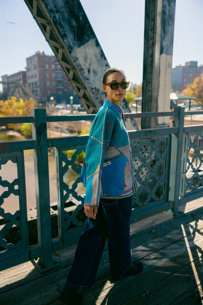 The Ladhiya Quilted Patchwork Kantha Jacket