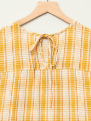 The Anan Gathered Dress  ~ Turmeric Check