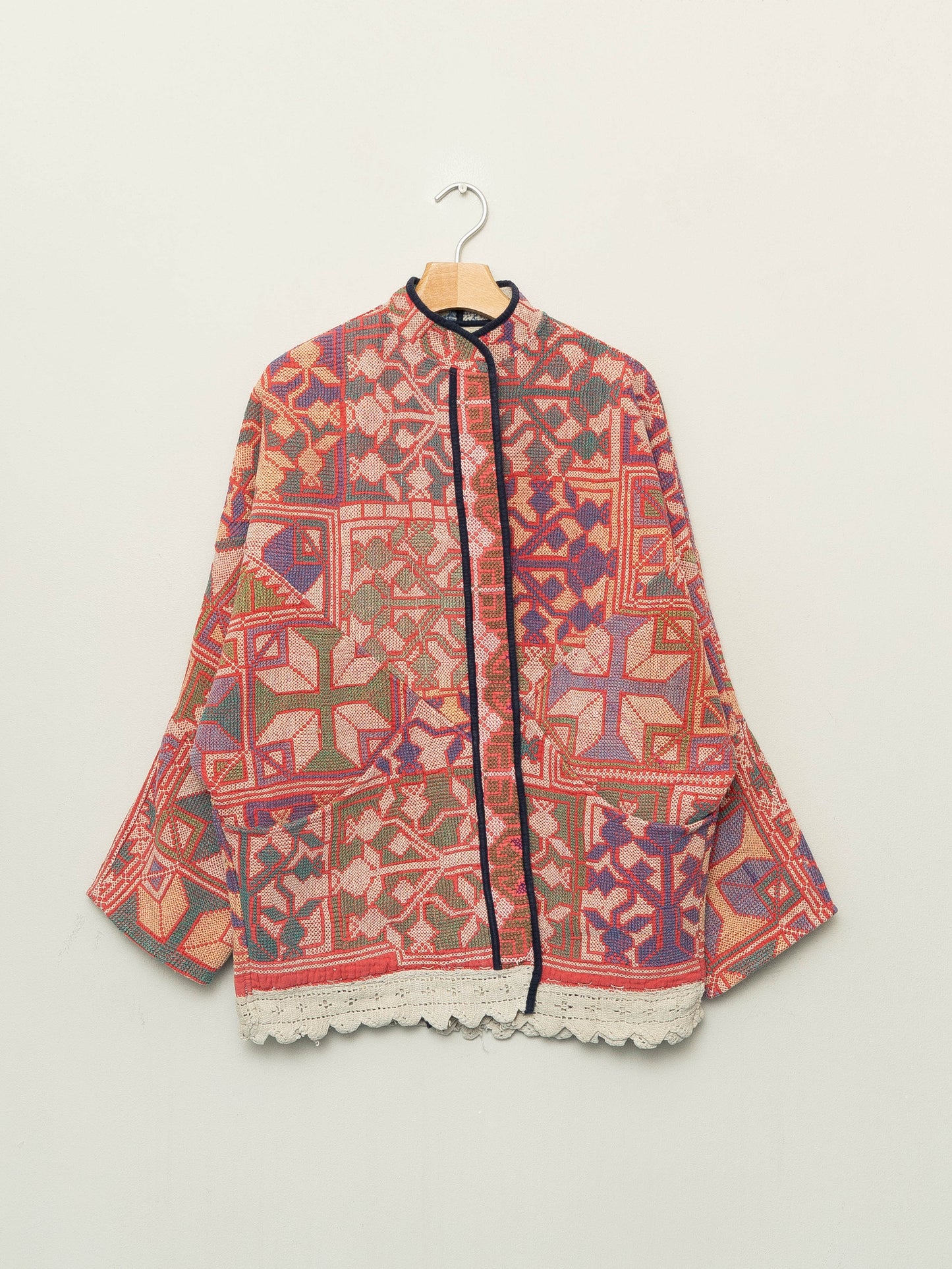 The Ishani Vintage Cross-Stitch Quilted Jacket