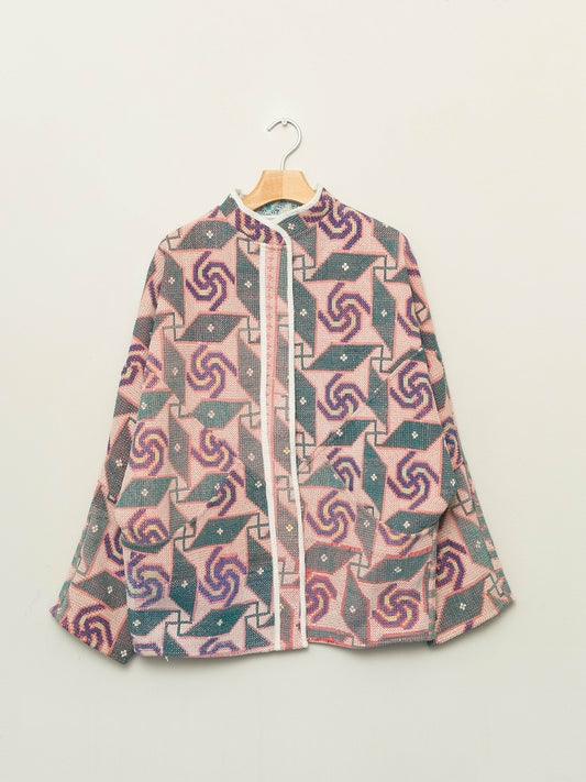 The Ishani Vintage Cross-Stitch Quilted Jacket