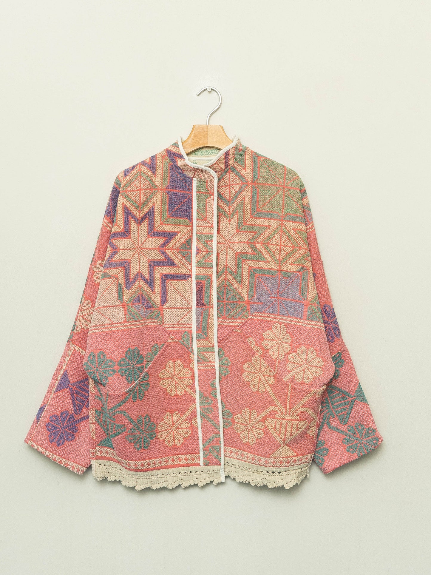 The Ishani Vintage Cross-Stitch Quilted Jacket