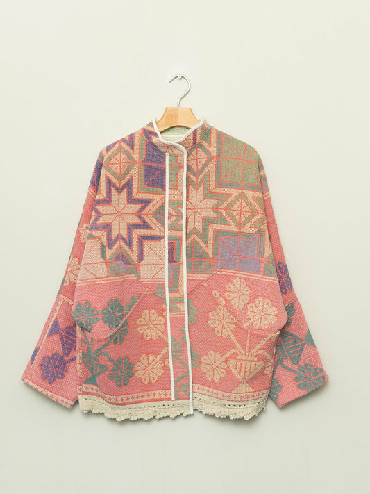 The Ishani Vintage Cross-Stitch Quilted Jacket