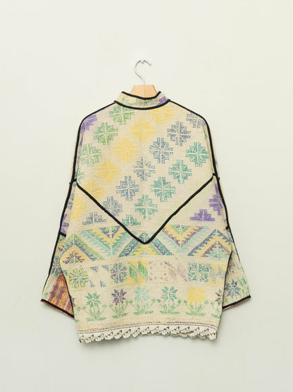 The Ishani Vintage Cross-Stitch Quilted Jacket