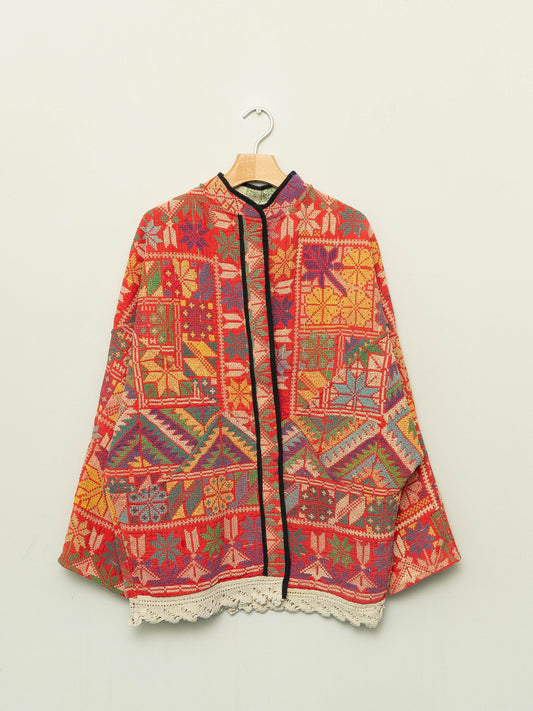 The Ishani Vintage Cross-Stitch Quilted Jacket