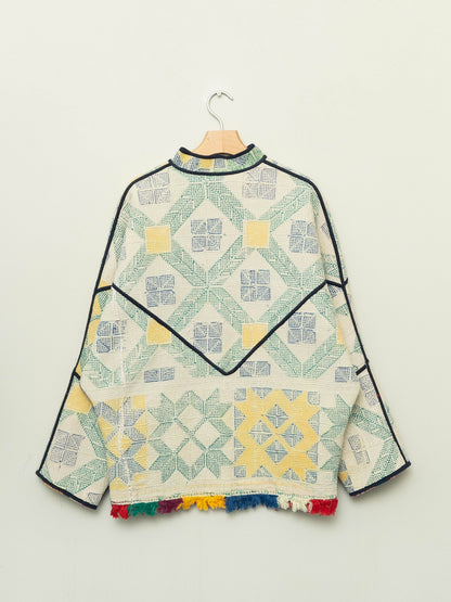 The Ishani Vintage Cross-Stitch Quilted Jacket