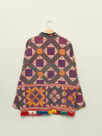 The Ishani Vintage Cross-Stitch Quilted Jacket