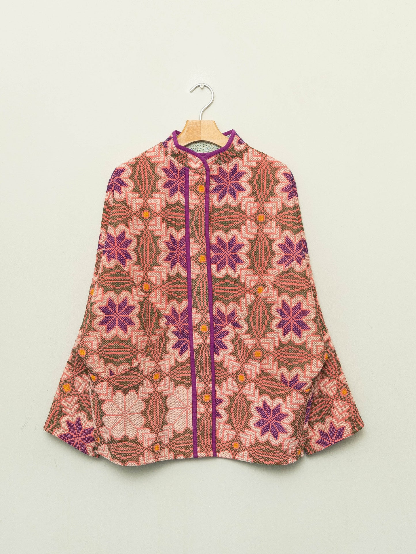 The Ishani Vintage Cross-Stitch Quilted Jacket