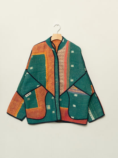 The Ladhiya Quilted Patchwork Kantha Jacket