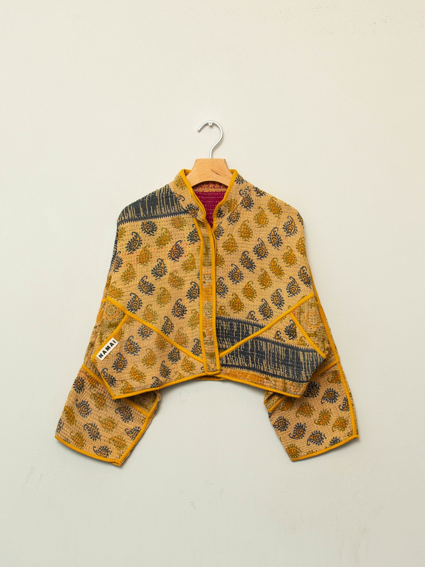 The Kaira Cropped Quilted Patchwork Kantha Jacket