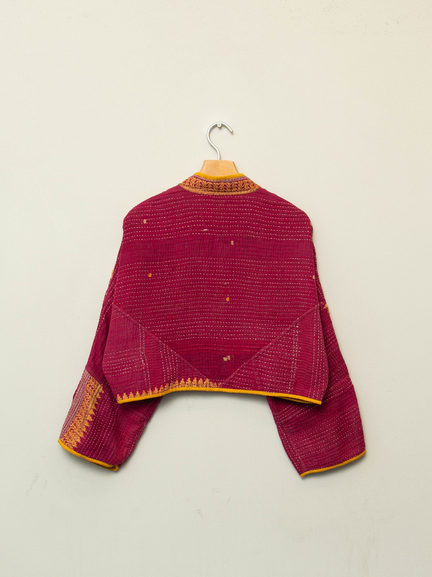 The Kaira Cropped Quilted Patchwork Kantha Jacket