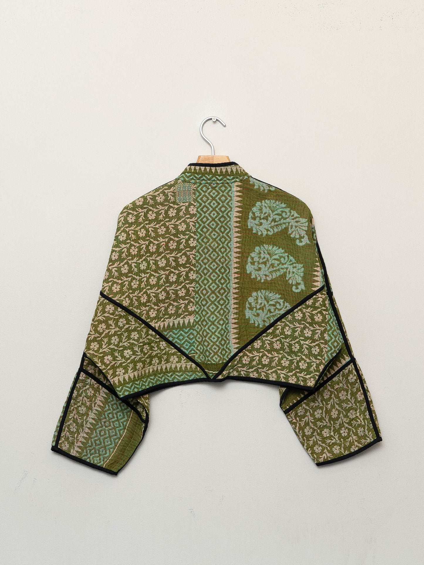 The Kaira Cropped Quilted Patchwork Kantha Jacket