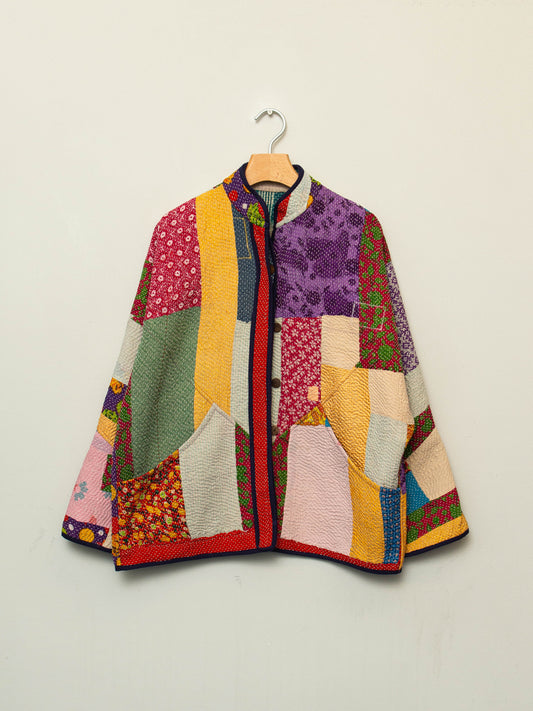 The Ladhiya Quilted Patchwork Kantha Jacket