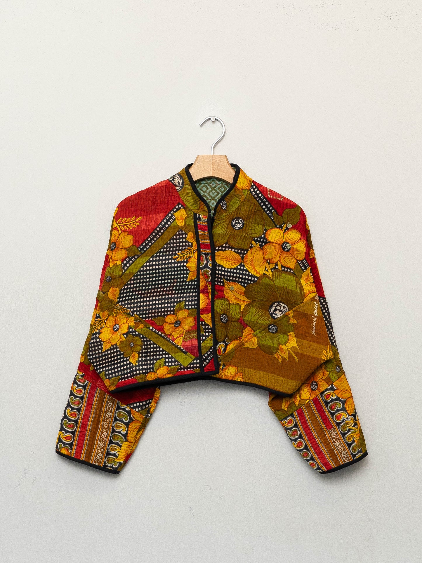 The Kaira Cropped Quilted Patchwork Kantha Jacket