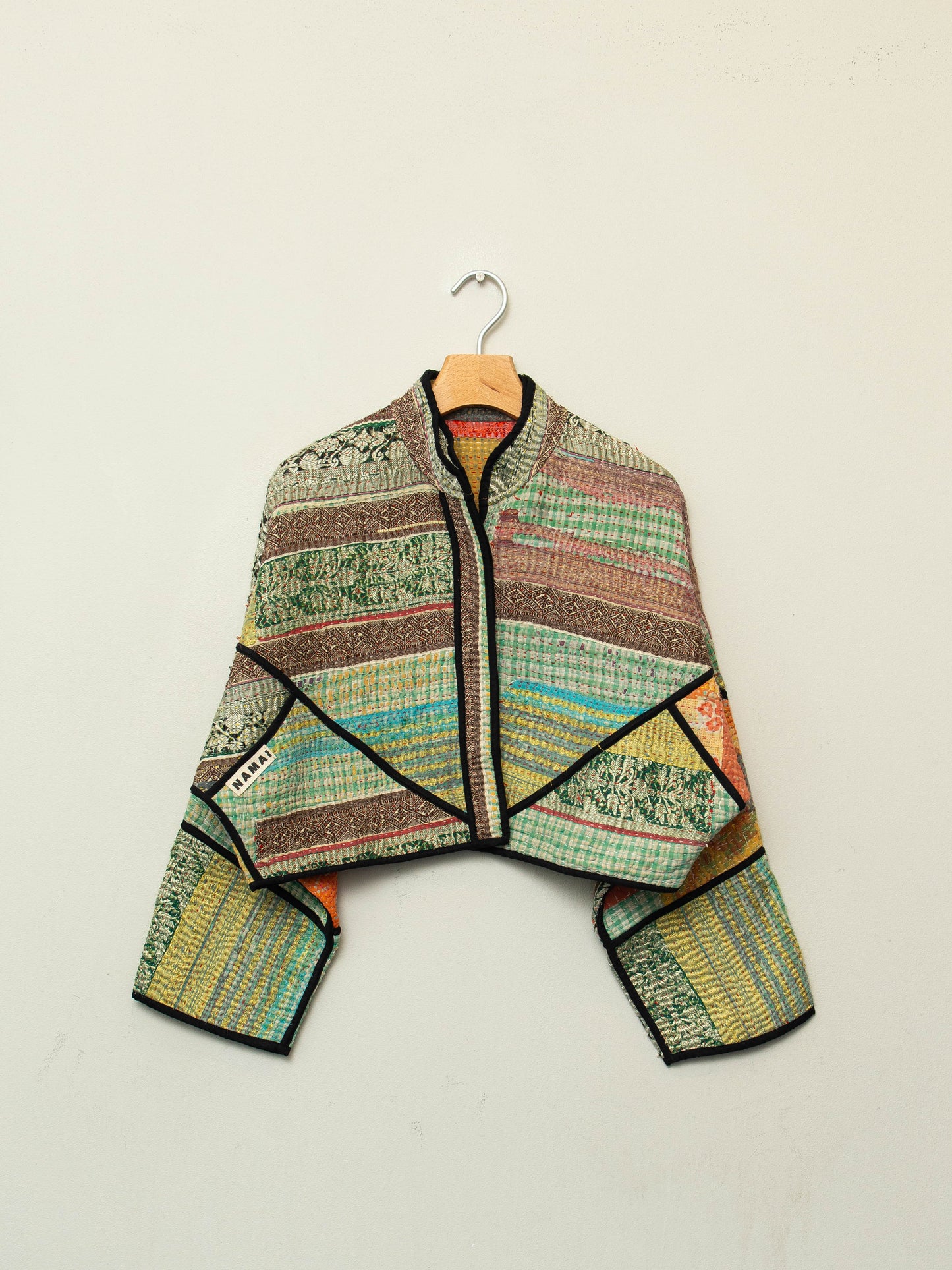 The Kaira Cropped Quilted Patchwork Kantha Jacket