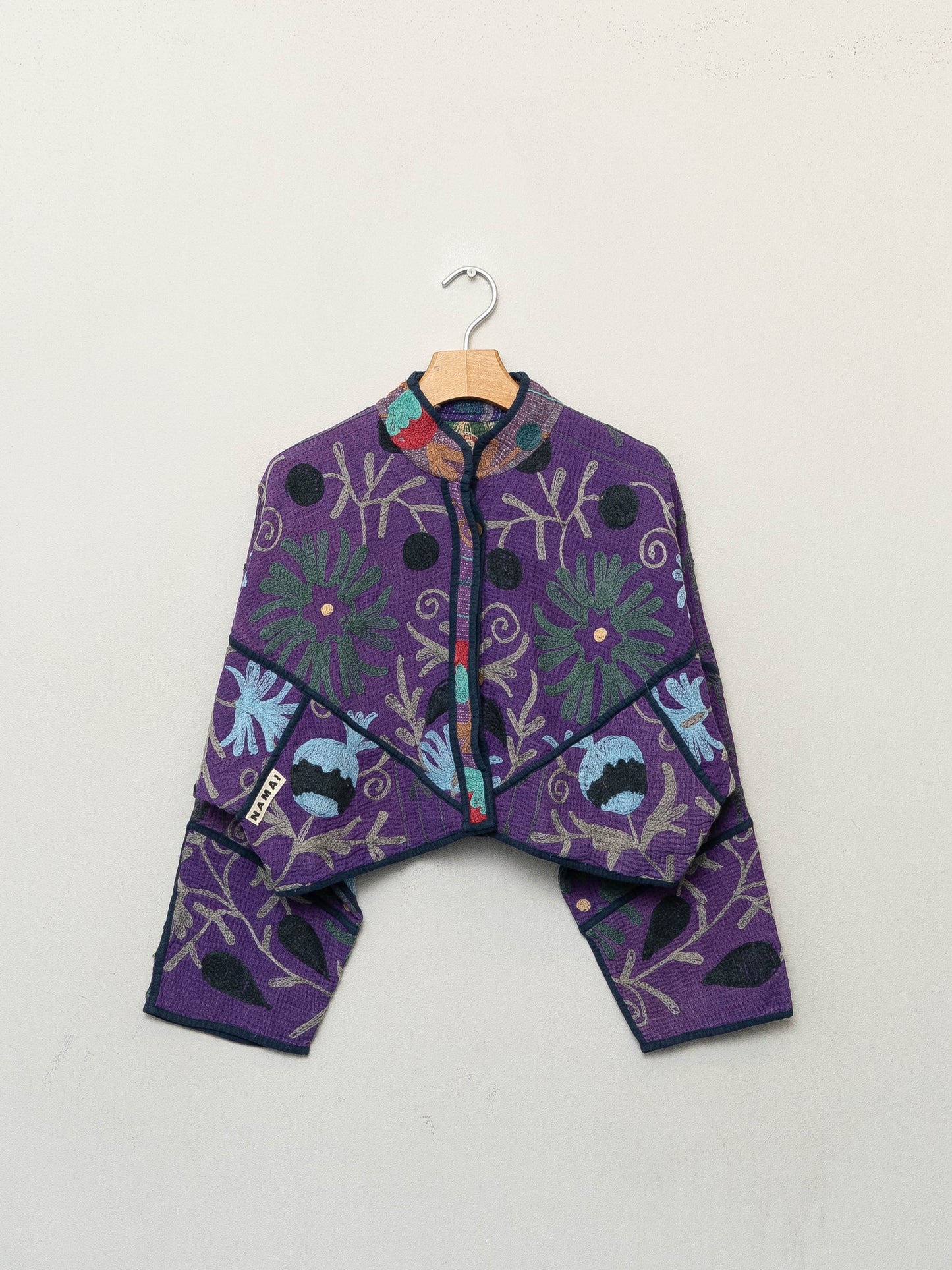 The Kaira Cropped Suzani Quilted Kantha Jacket