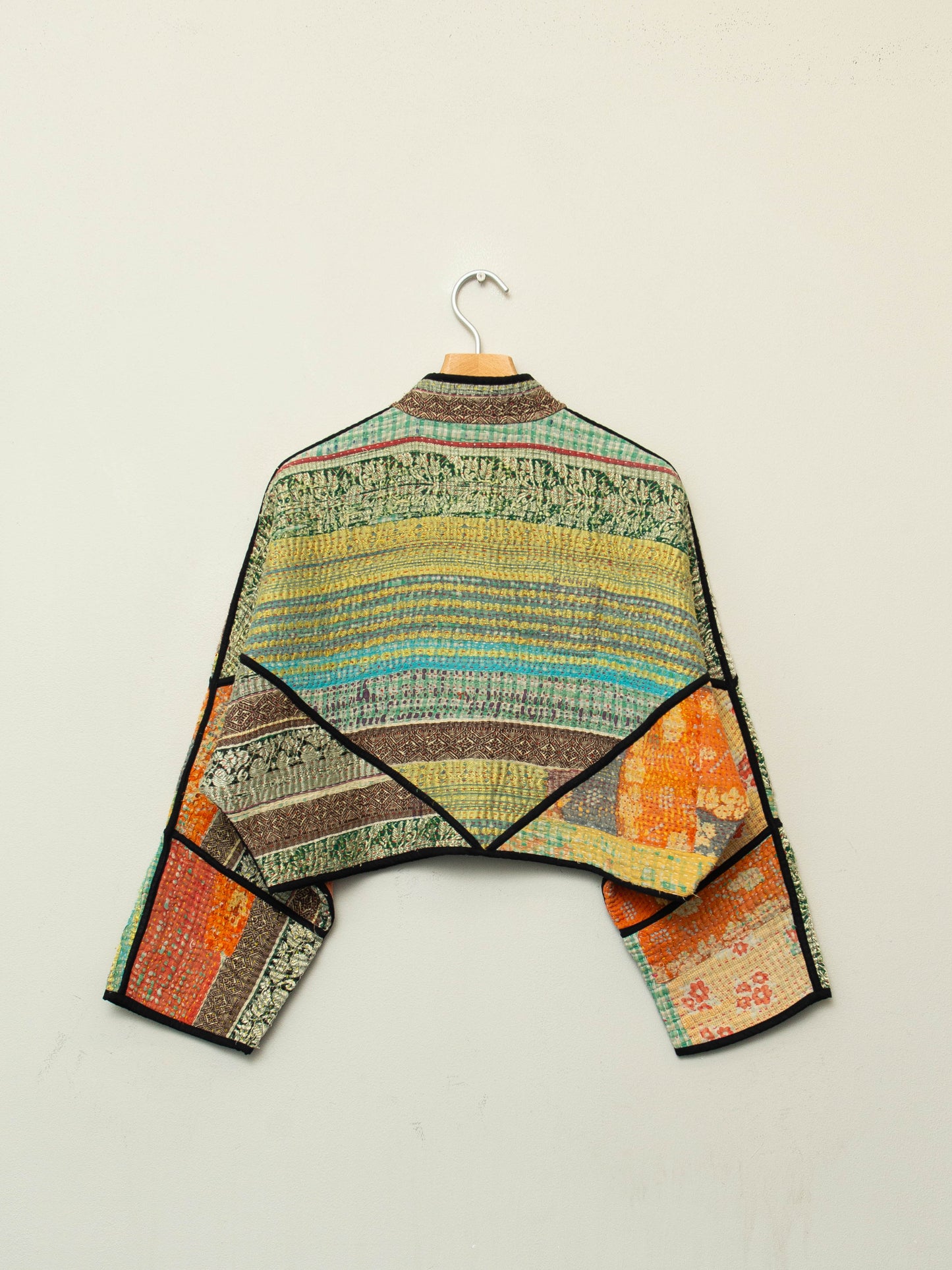 The Kaira Cropped Quilted Patchwork Kantha Jacket