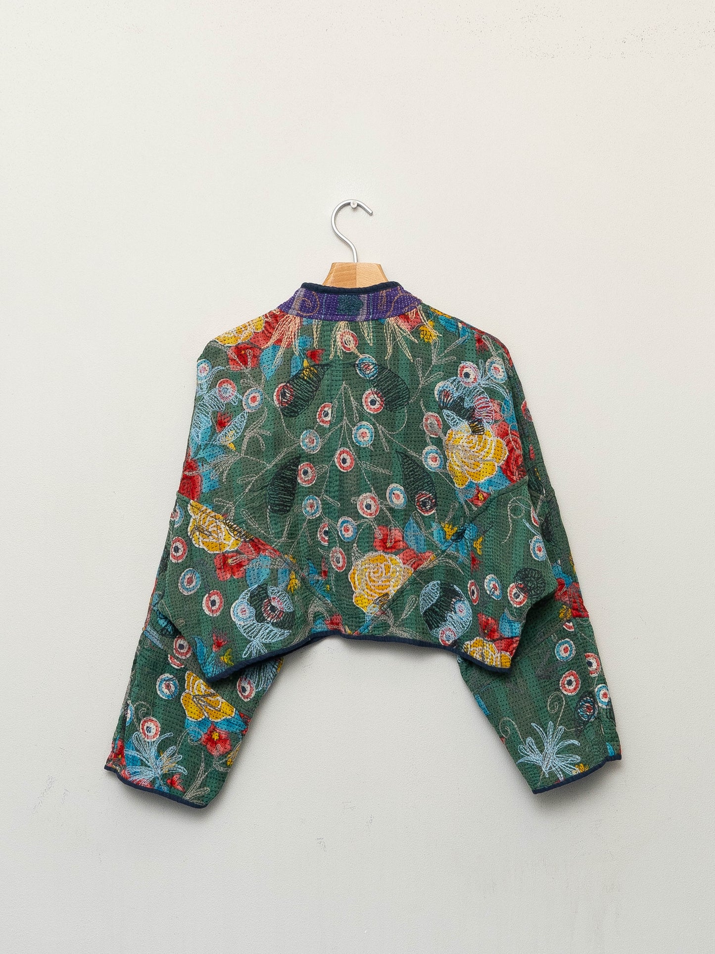 The Kaira Cropped Suzani Quilted Kantha Jacket