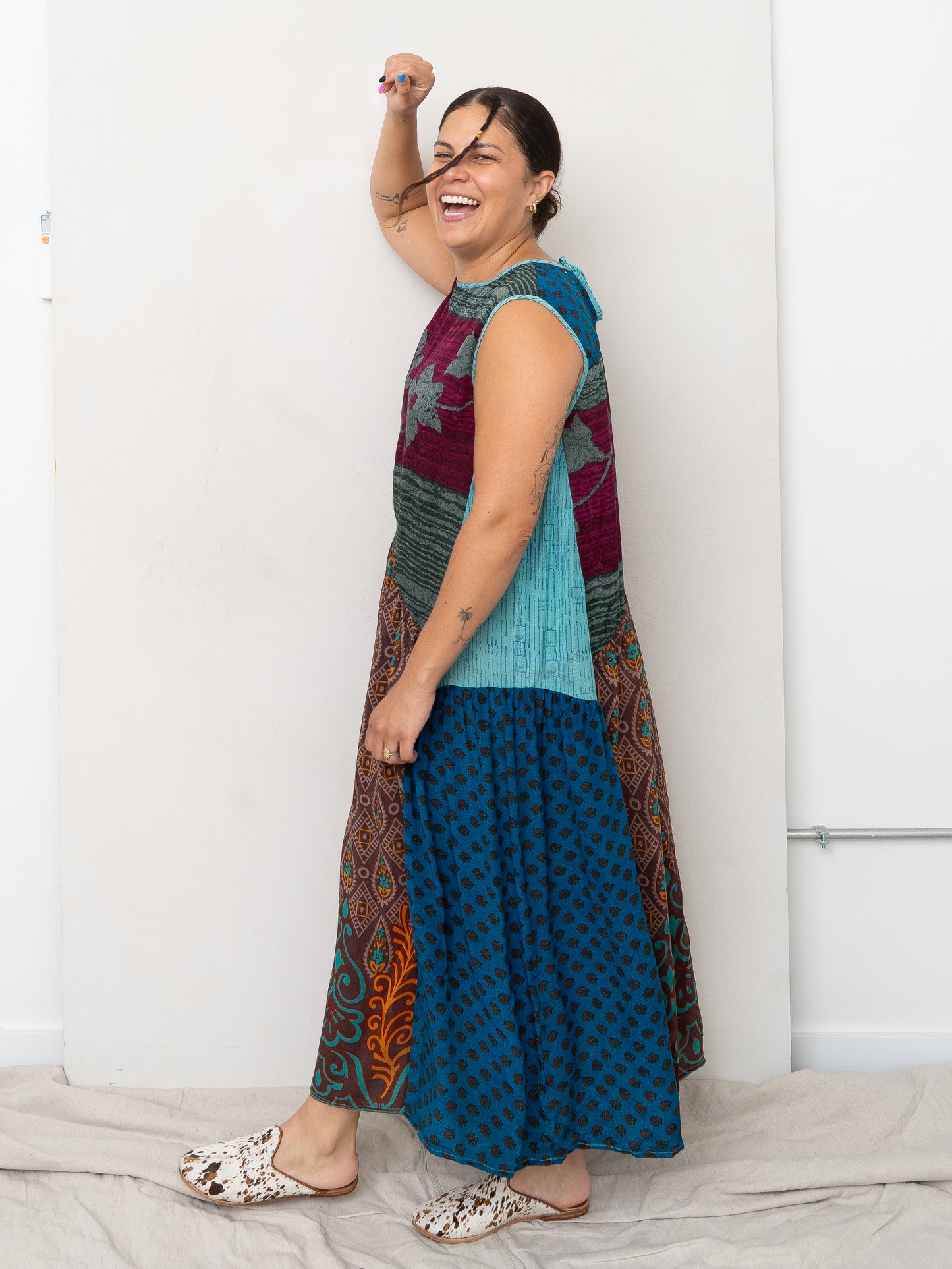 The Anan Long Dress  - Medium / Large - Upcycled Silk