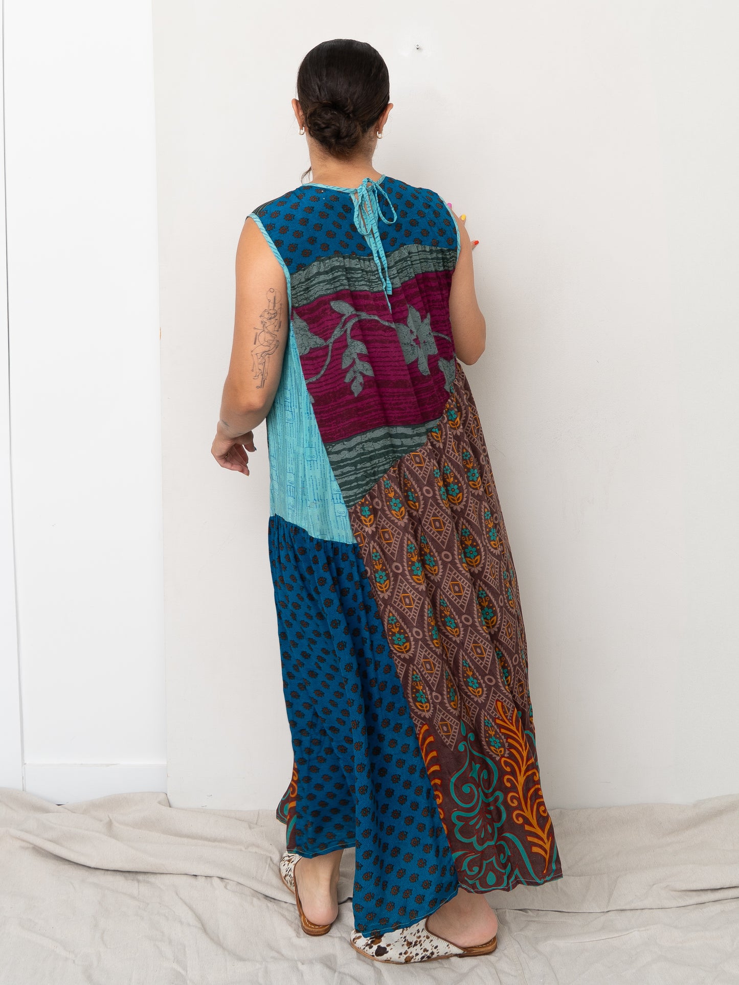 The Anan Long Dress  - Medium / Large - Upcycled Silk