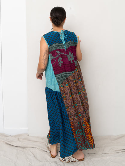 The Anan Long Dress  - Medium / Large - Upcycled Silk