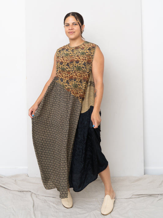 The Anan Long Dress  - Medium / Large - Upcycled Silk