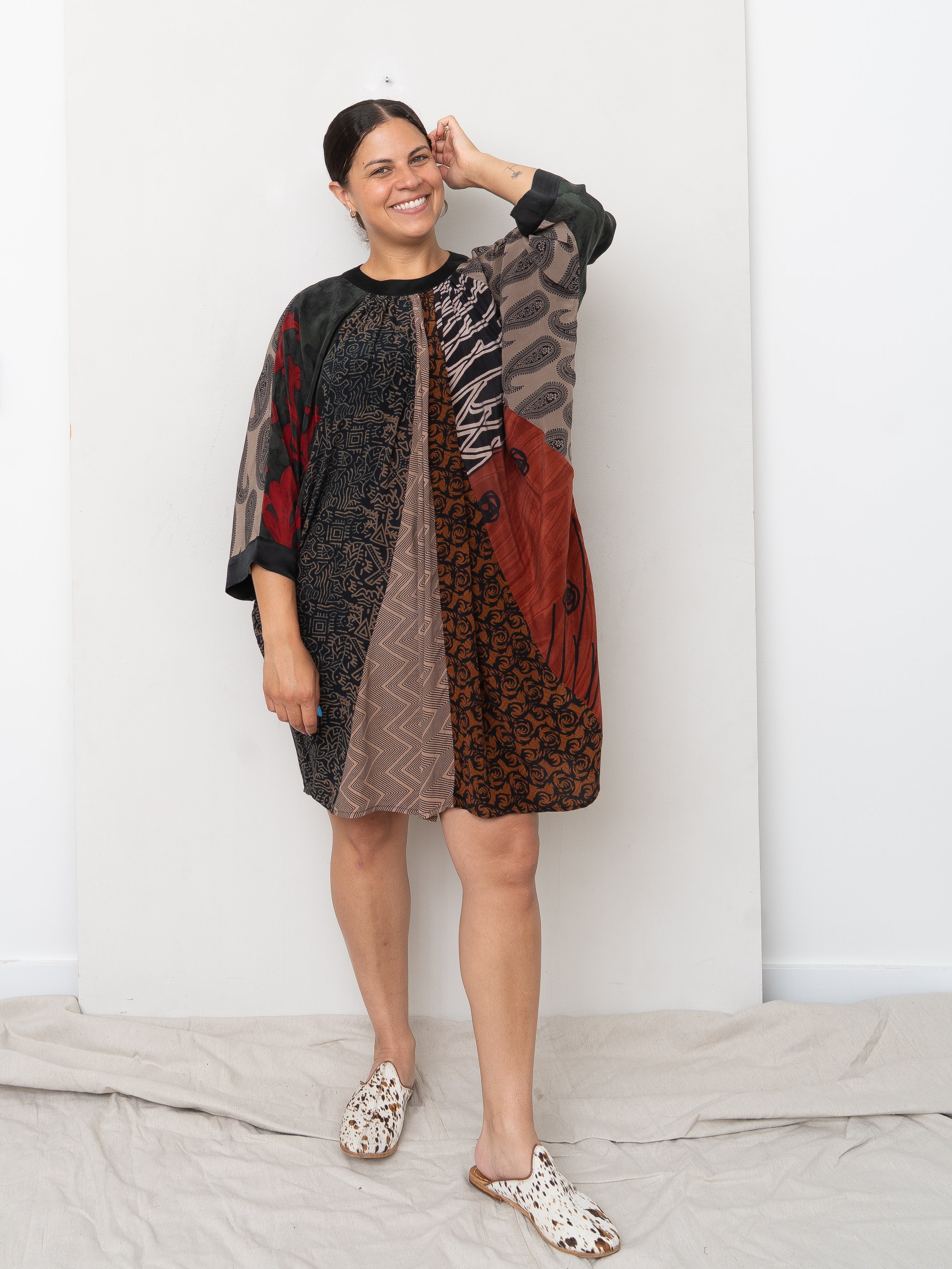 The Simmy Short Dress  - One Size - Upcycled Silk