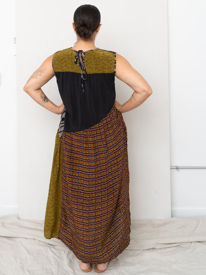 The Anan Long Dress  - Medium / Large - Upcycled Silk