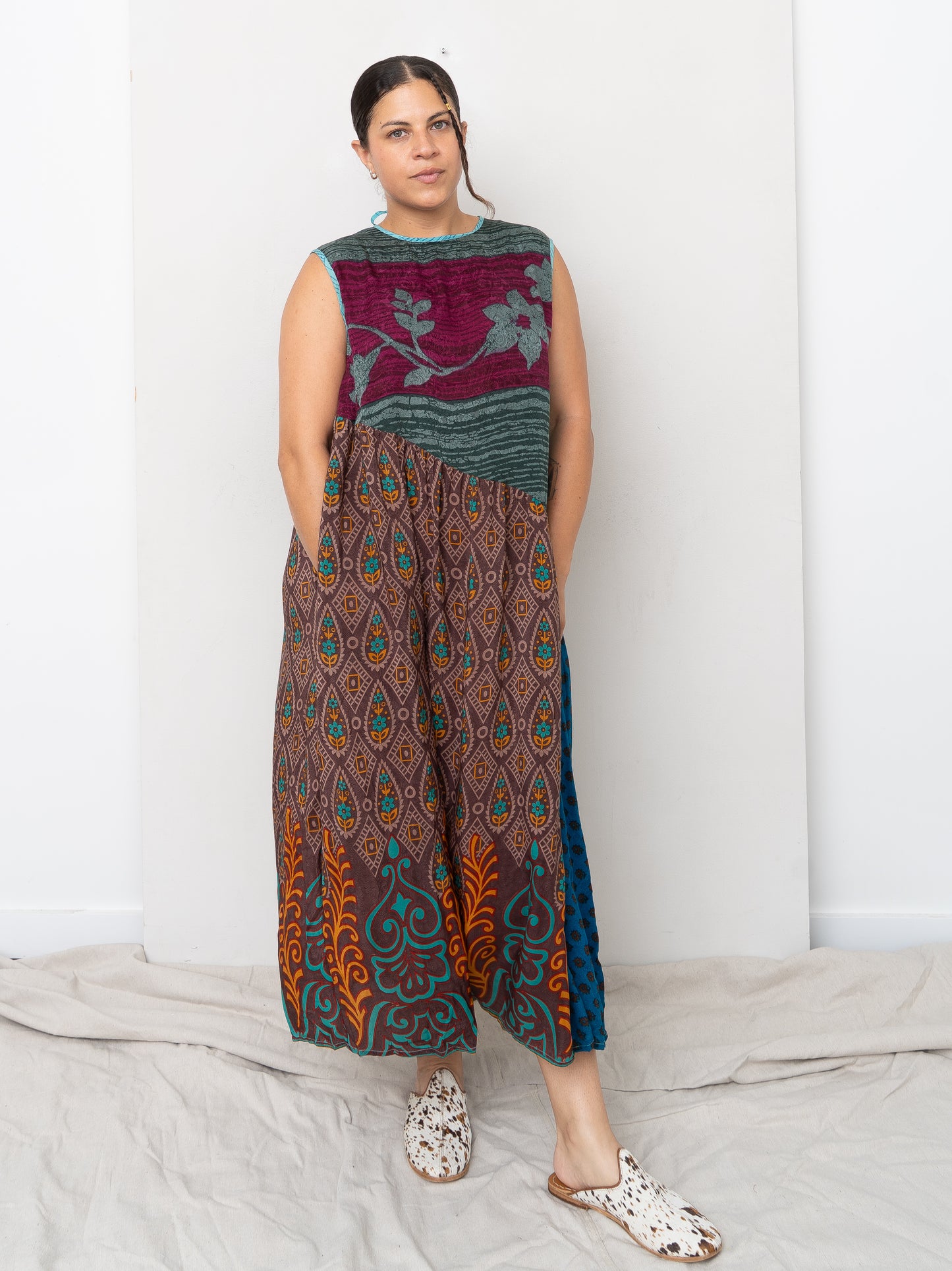The Anan Long Dress  - Medium / Large - Upcycled Silk