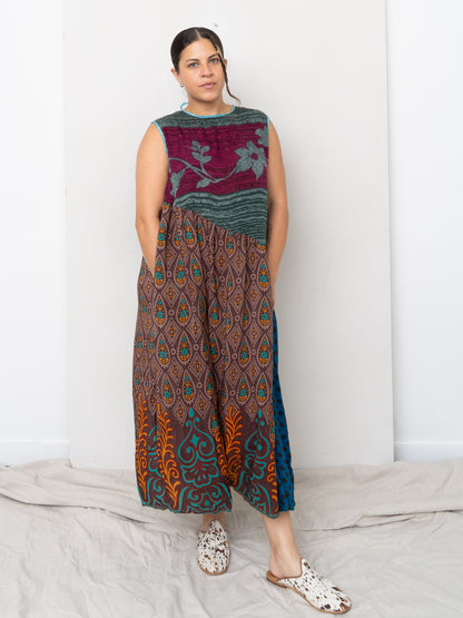 The Anan Long Dress  - Medium / Large - Upcycled Silk