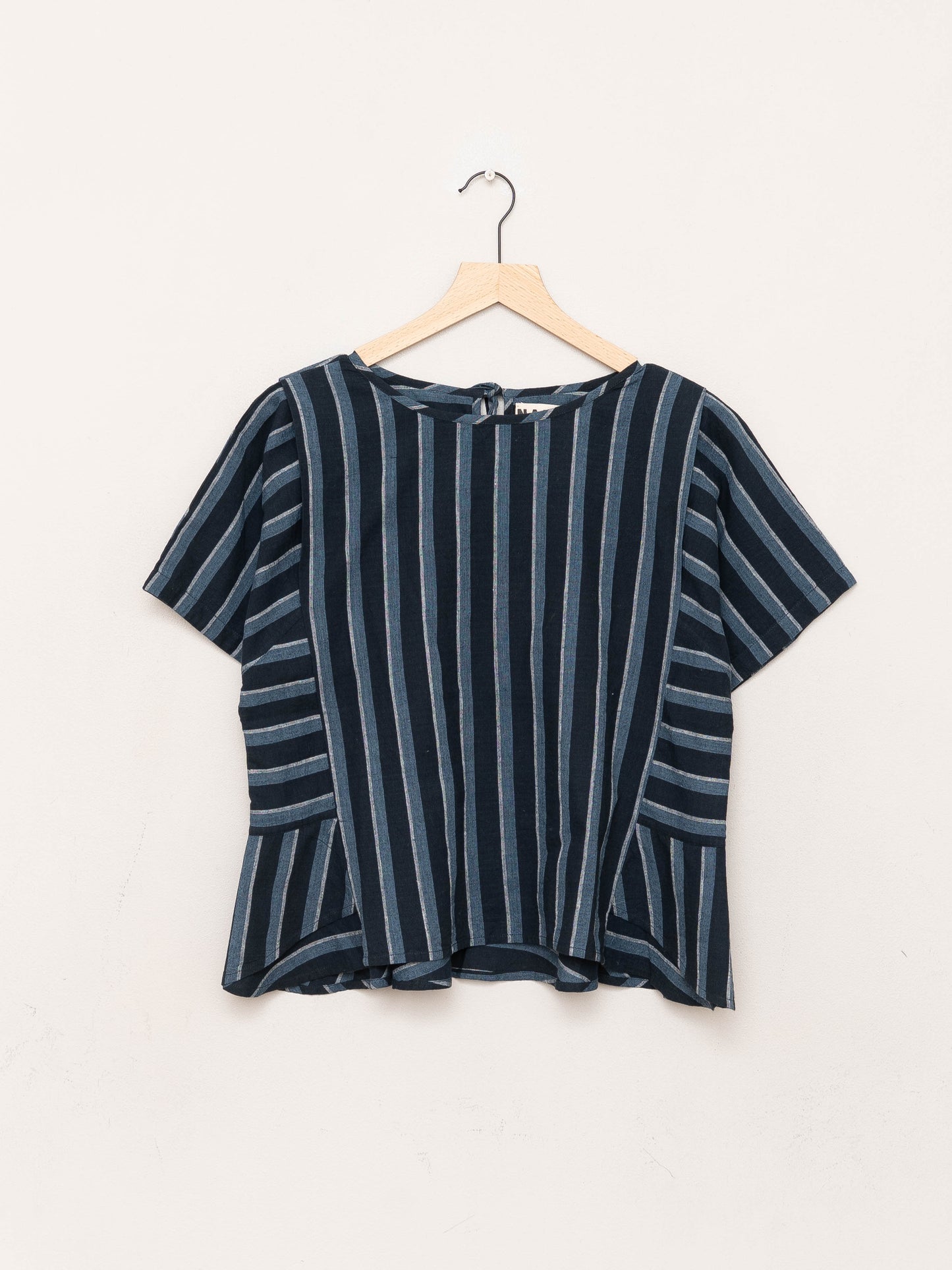 The Nima Peplum Top ~ Tarmac Stripe