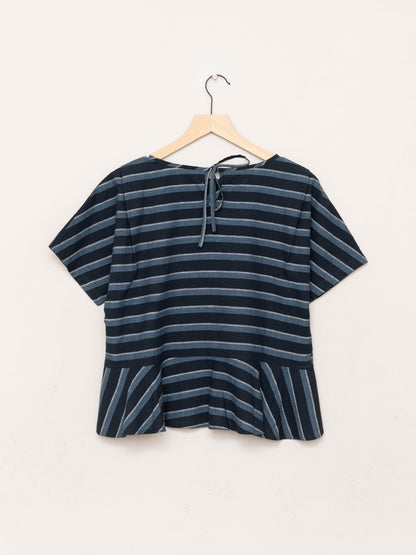 The Nima Peplum Top ~ Tarmac Stripe