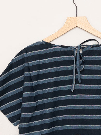 The Nima Peplum Top ~ Tarmac Stripe