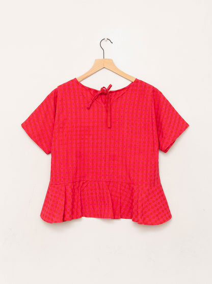 The Nima Peplum Top ~ Petunia Check