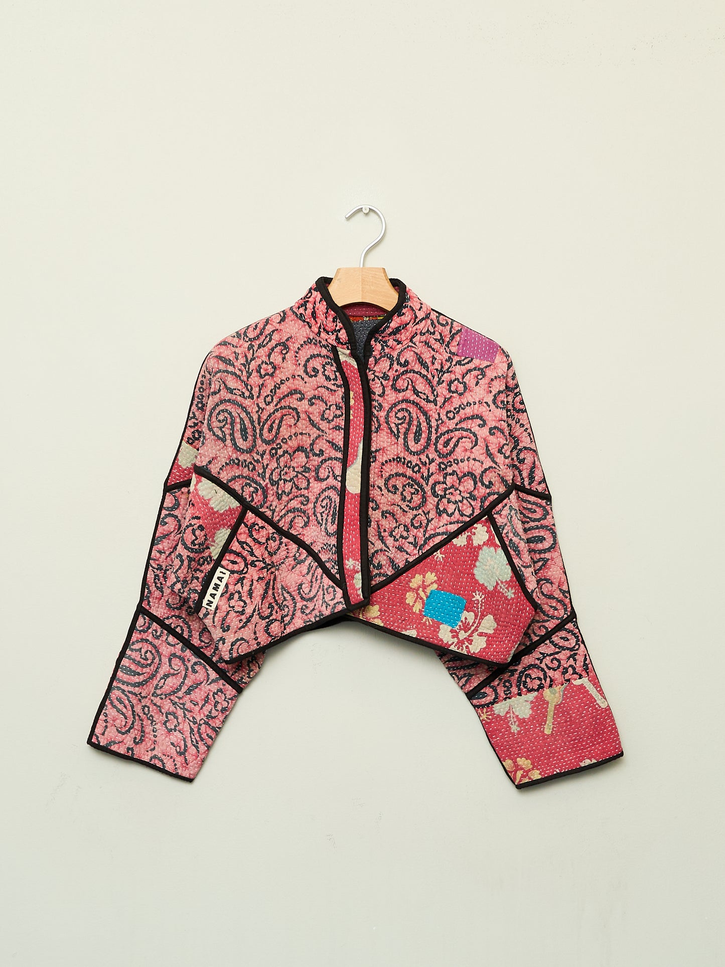 The Kaira Cropped Quilted Patchwork Kantha Jacket