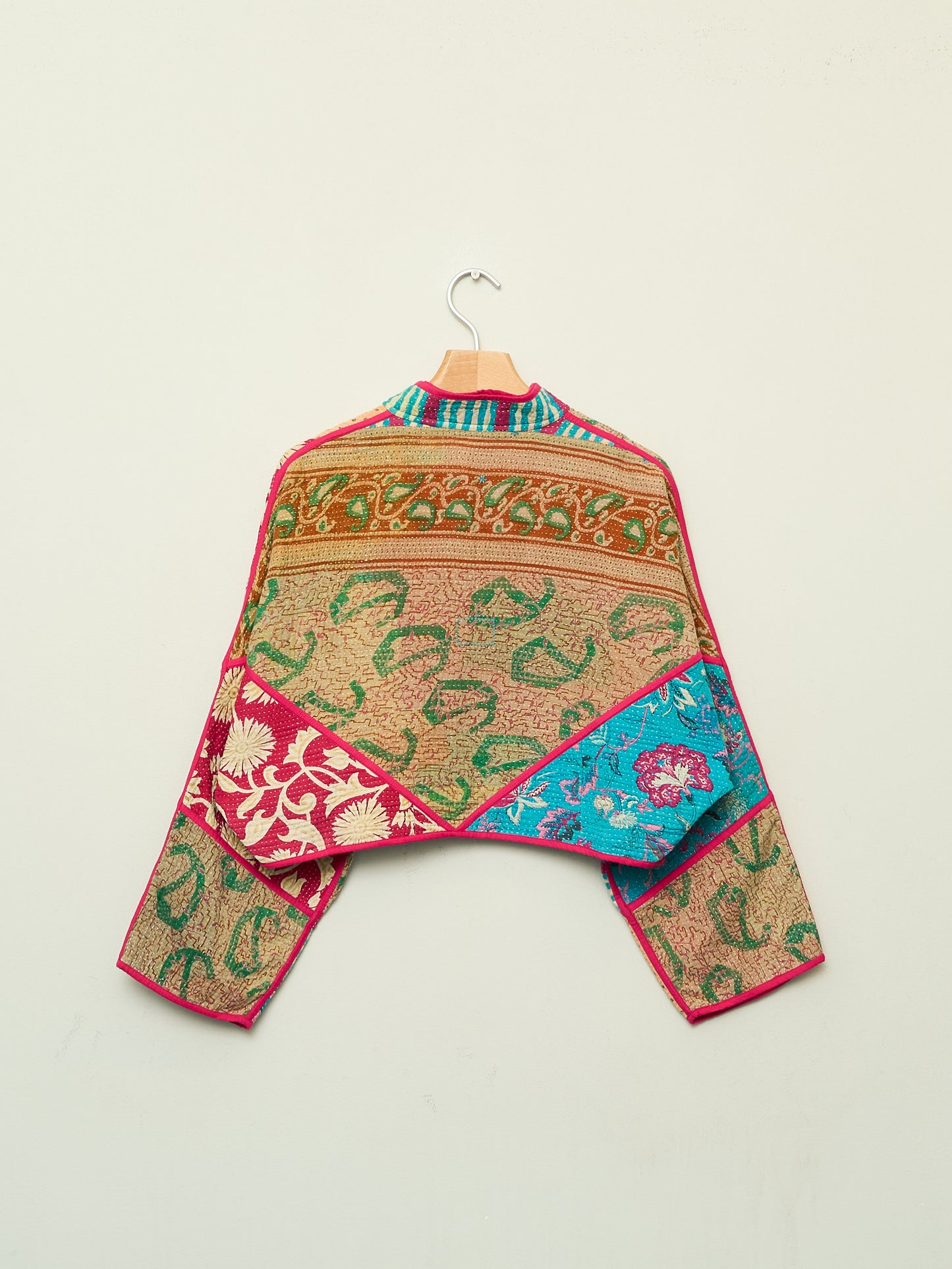 The Kaira Cropped Quilted Patchwork Kantha Jacket