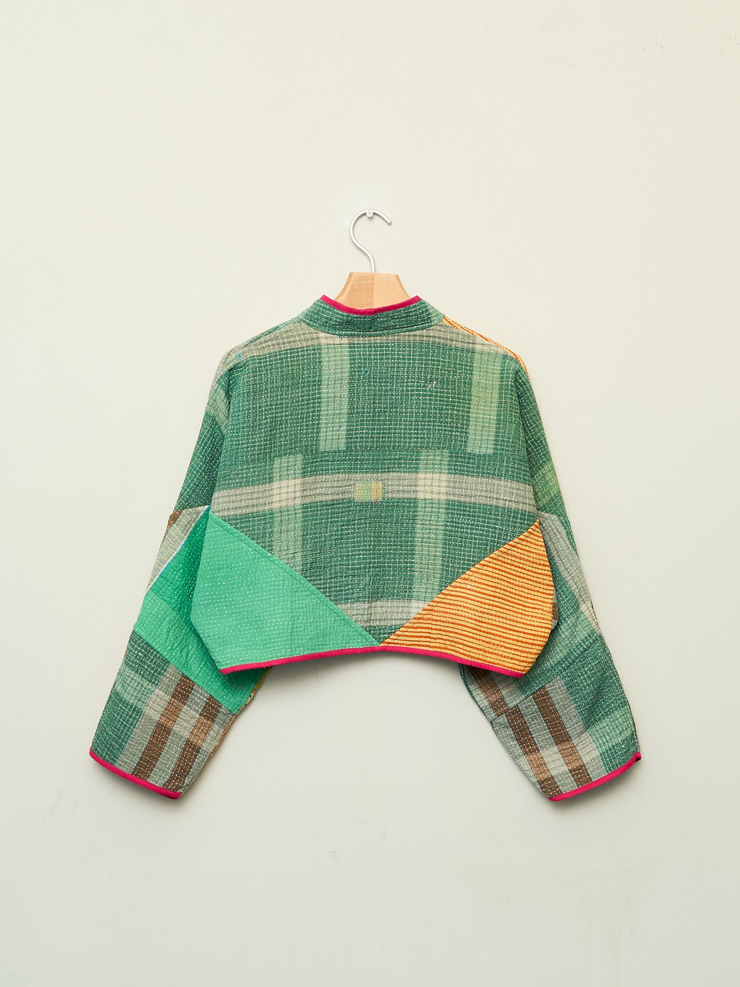 The Kaira Cropped Quilted Patchwork Kantha Jacket