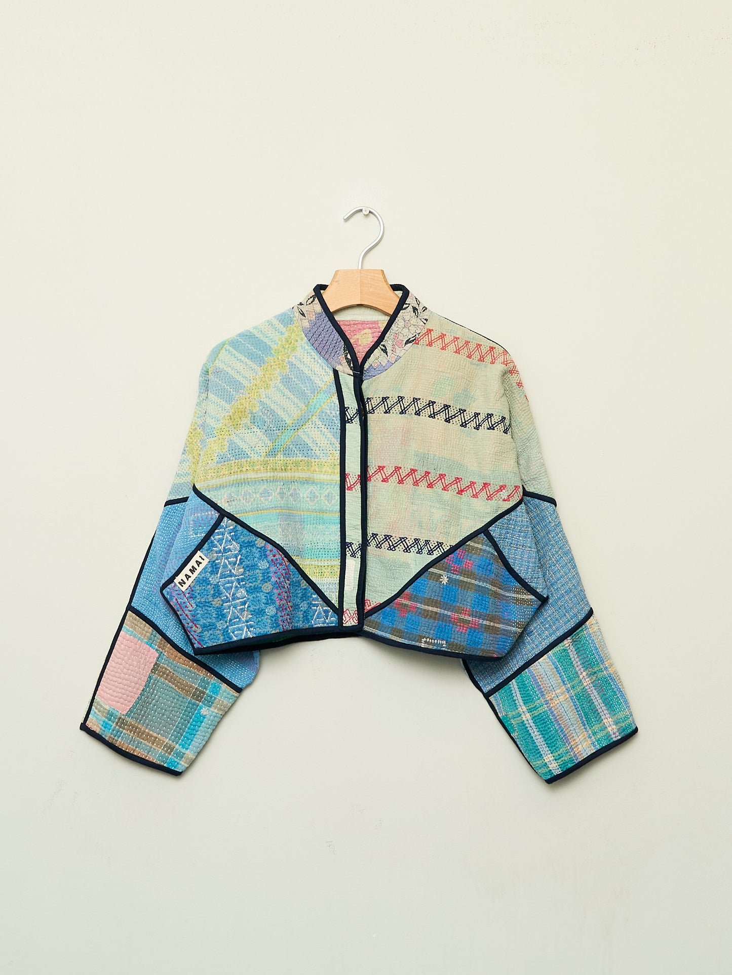 The Kaira Cropped Quilted Patchwork Kantha Jacket