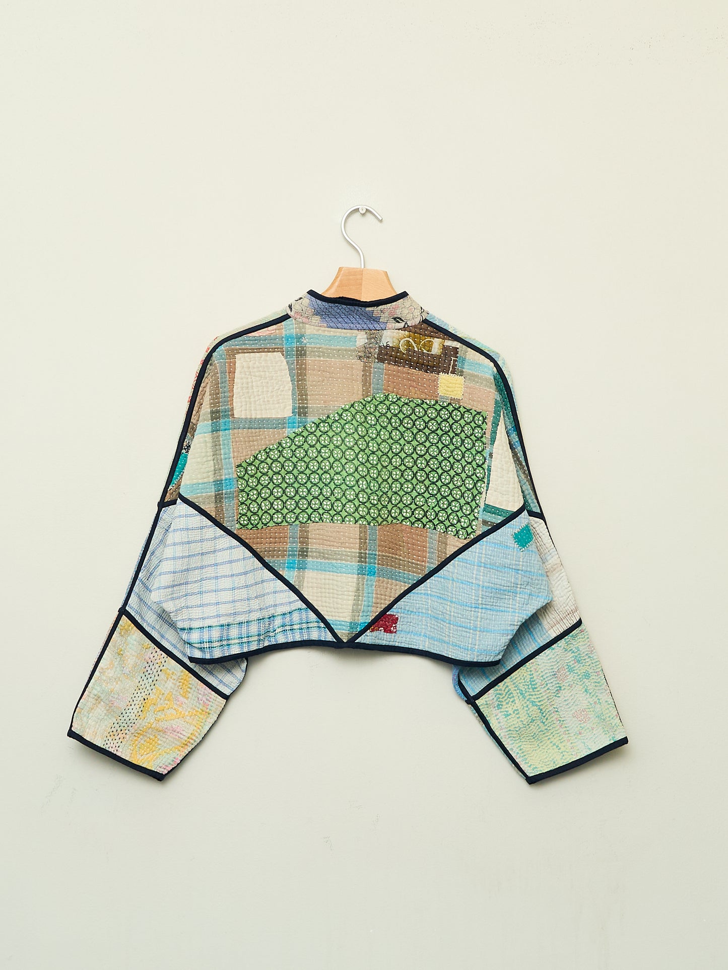 The Kaira Cropped Quilted Patchwork Kantha Jacket