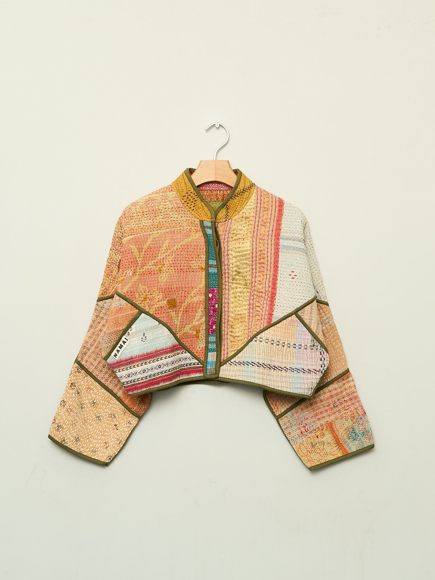 The Kaira Cropped Quilted Patchwork Kantha Jacket