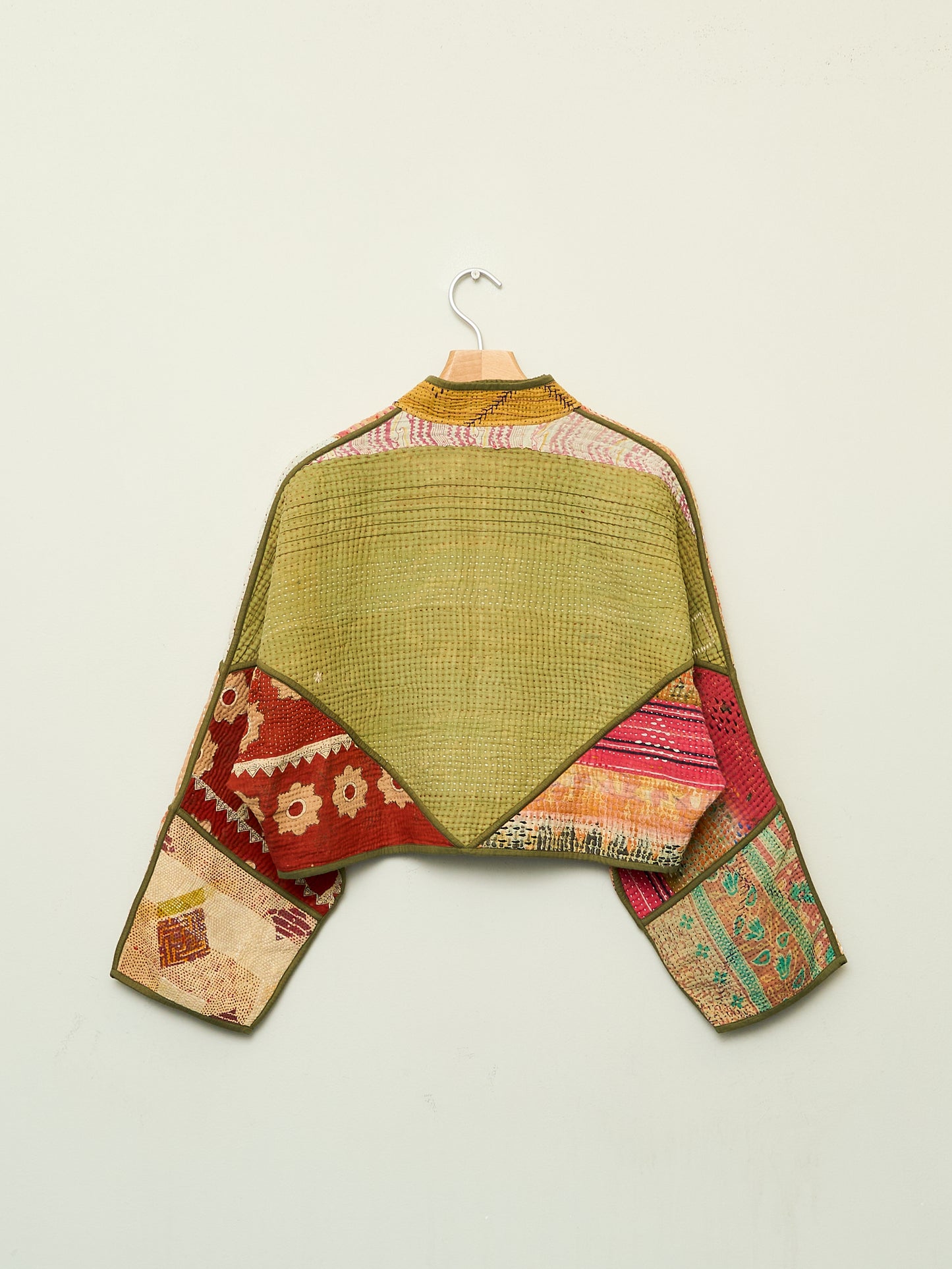 The Kaira Cropped Quilted Patchwork Kantha Jacket