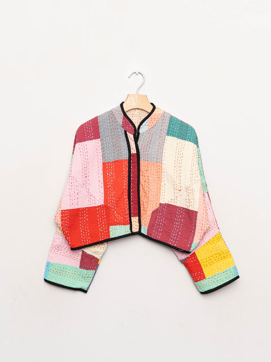 The Kaira Cropped Patchwork Ralli Quilt Jacket