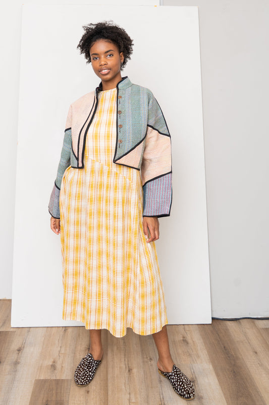 The Kaira Cropped Quilted Patchwork Kantha Jacket