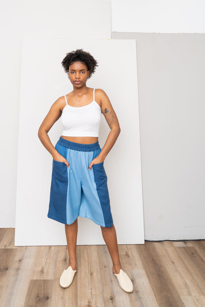 The Nayan Short ~ Indigo Multi