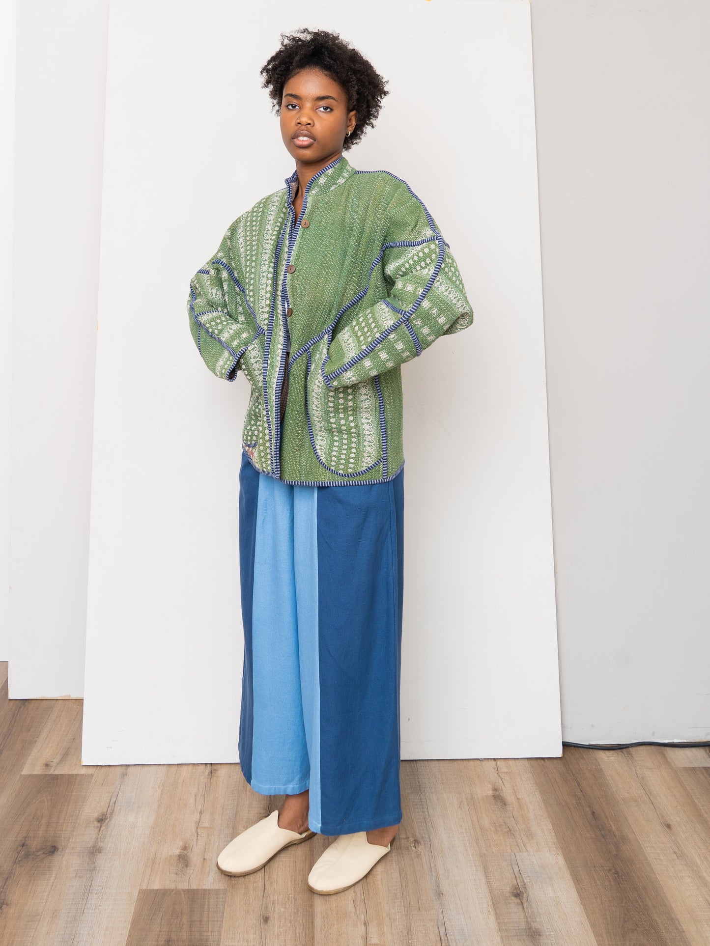 The Ladhiya Quilted Patchwork Kantha Jacket