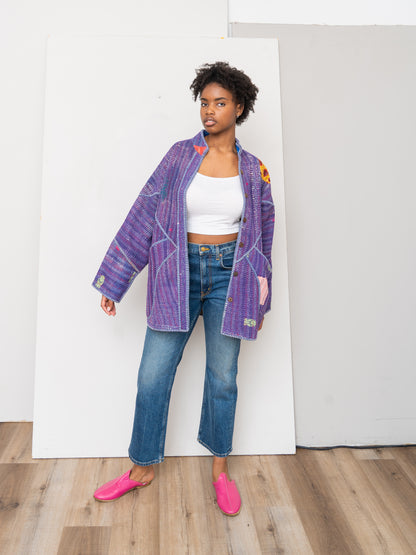 The Narmada Quilted Patchwork Kantha Jacket