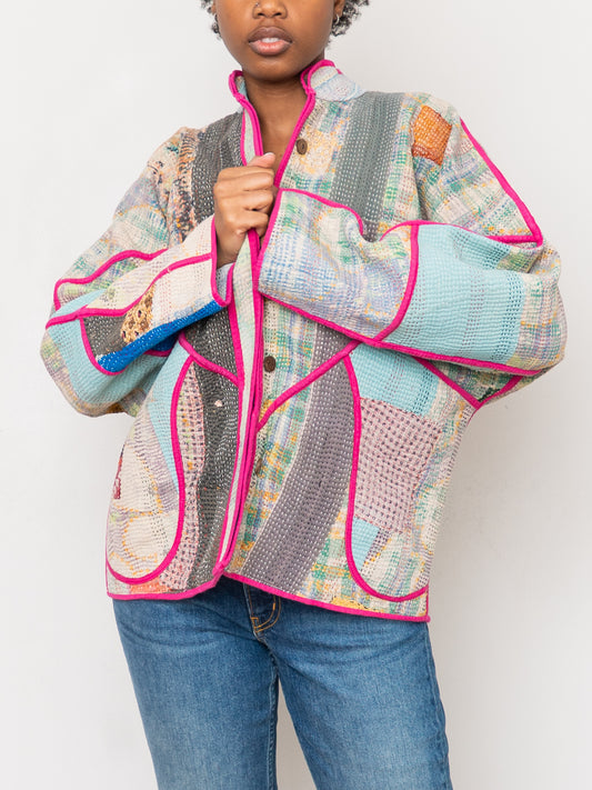 The Ladhiya Quilted Patchwork Kantha Jacket