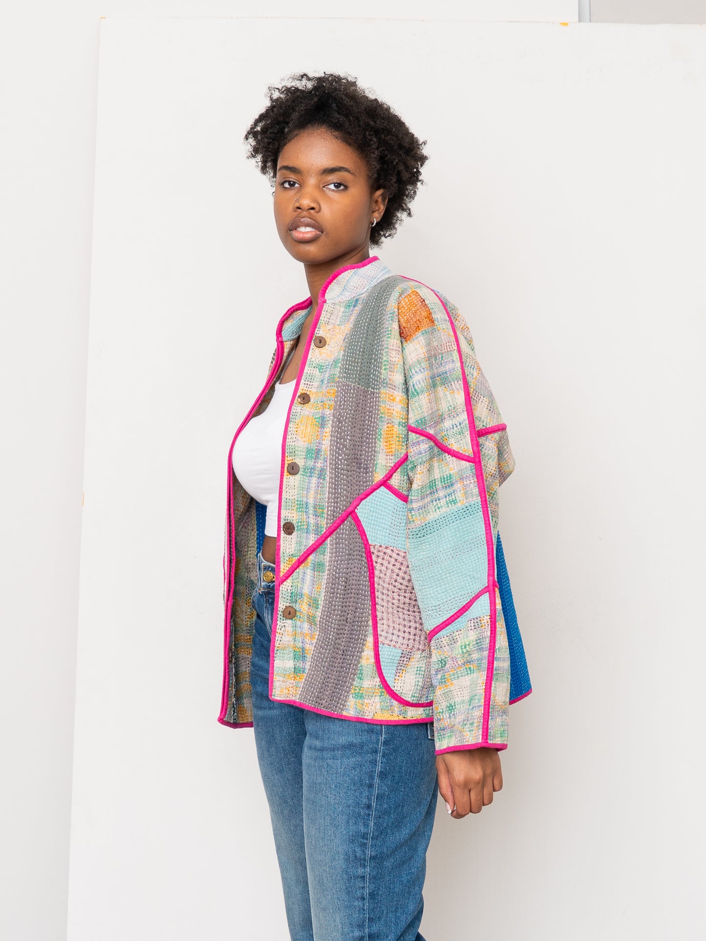 The Ladhiya Quilted Patchwork Kantha Jacket